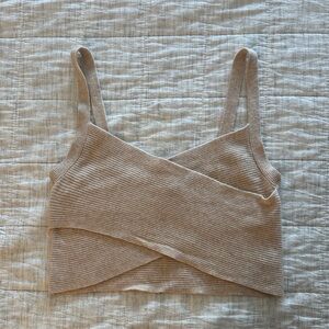 American Eagle Outfitters Beige Ribbed Crop Top